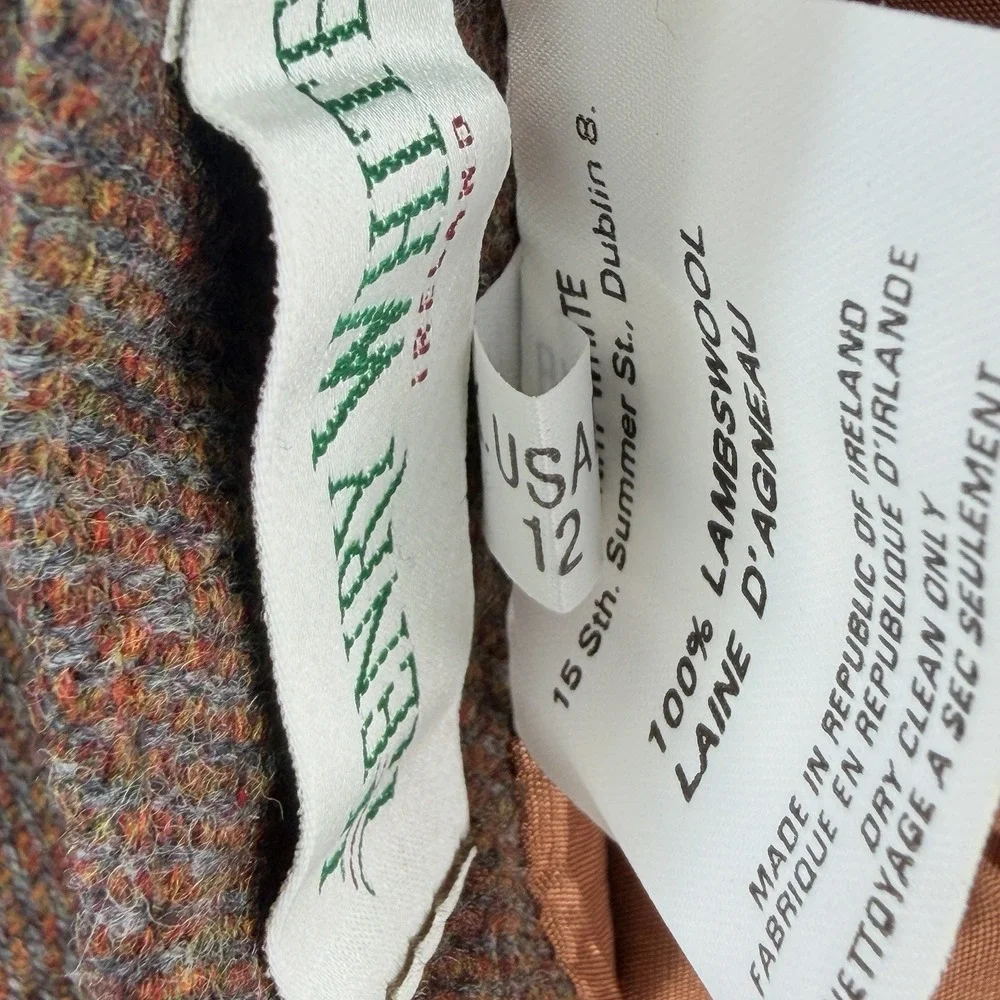 Henry White Ireland Womens Pants Size 12 Brown Tweed Lambswool High Rise Pleated